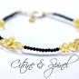 Citrine & Black Spinel Mix 2-5mm Mix beads adjustable stacking bracelet