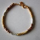 Coated Pyrite Rondelle 3-4mm Faceted beads adjustable stacking bracelet