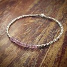 Pink Amethyst Rondelle 3.5mm Faceted beads adjustable stacking bracelet