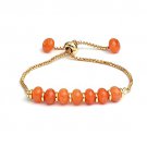 Shaded Carnelian Rondelle 6mm Smooth beads adjustable stacking bracelet