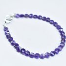 African Amethyst Coin 4-4.5mm Faceted beads adjustable stacking bracelet