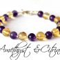 Amethyst & Citrine Round 6-8mm Smooth beads adjustable stacking bracelet