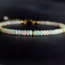 Ethiopian Opal Rondelle 3.5mm Faceted beads adjustable stacking bracelet
