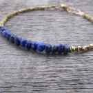 Lapis Lazuli Rondelle 3.5-4mm Faceted beads adjustable stacking bracelet
