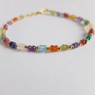 Multi Gemstone Rondelle 2-3mm Faceted beads adjustable stacking bracelet