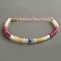 Multi Sapphire Rondelle 3-2mm Faceted beads adjustable stacking bracelet