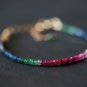 Multi Sapphire Rondelle 3.5mm Faceted beads adjustable stacking bracelet