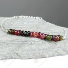 Multi Tourmaline Rondelle 4mm Faceted beads adjustable stacking bracelet