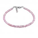 Pink Tourmaline Rondelle 3-4mm Smooth beads adjustable stacking bracelet