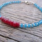Ruby & Apatite Rondelle 4-6mm Faceted beads adjustable stacking bracelet