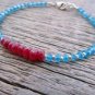 Ruby & Apatite Rondelle 4-6mm Faceted beads adjustable stacking bracelet