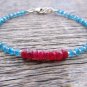 Ruby & Apatite Rondelle 4-6mm Faceted beads adjustable stacking bracelet
