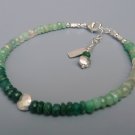 Shaded Emerald Rondelle 3-4mm Faceted beads adjustable stacking bracelet