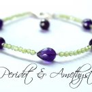 Amethyst & Peridot Mix 2.5-6mm Faceted beads adjustable stacking bracelet