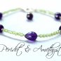 Amethyst & Peridot Mix 2.5-6mm Faceted beads adjustable stacking bracelet