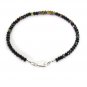 Black Ethiopian Opal Round 3mm Faceted beads adjustable stacking bracelet