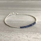 Blue Sapphire Rondelle 2.5-3mm Faceted beads adjustable stacking bracelet