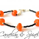 Carnelian & Black Spinel Mix 2-8mm Mix beads adjustable stacking bracelet
