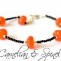 Carnelian & Black Spinel Mix 2-8mm Mix beads adjustable stacking bracelet
