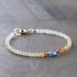 Citrine With Kyanite Mix 3-8mm Faceted beads adjustable stacking bracelet