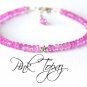 Coated Pink Topaz Rondelle 3mm Faceted beads adjustable stacking bracelet