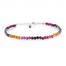 Multi Color Sapphire Round 3mm Faceted beads adjustable stacking bracelet