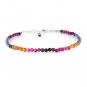 Multi Color Sapphire Round 3mm Faceted beads adjustable stacking bracelet