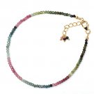 Multi Tourmaline Round 2-2.5mm Faceted beads adjustable stacking bracelet