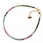 Multi Tourmaline Round 2-2.5mm Faceted beads adjustable stacking bracelet