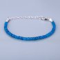 Neon Blue Apatite Rondelle 3mm Faceted beads adjustable stacking bracelet