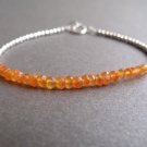 Orange Carnelian Round 3-3.5mm Faceted beads adjustable stacking bracelet