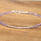 Pink Amethyst Rondelle 3-3.5mm Faceted beads adjustable stacking bracelet