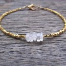 Rainbow Moonstone Fancy 4-4.5mm Smooth beads adjustable stacking bracelet
