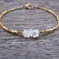 Rainbow Moonstone Fancy 4-4.5mm Smooth beads adjustable stacking bracelet