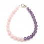 Amethyst & Rose Quartz Round 6mm Smooth beads adjustable stacking bracelet