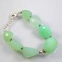 Aqua Chalcedony Tumble  21-29mm Faceted beads adjustable stacking bracelet