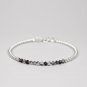 Black Rutile Quartz Round 3.5mm Faceted beads adjustable stacking bracelet