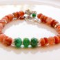 Emerald & Sunstone Rondelle 8mm Faceted beads adjustable stacking bracelet