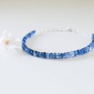Kyanite & Iolite Rondelle 3-4mm Faceted beads adjustable stacking bracelet
