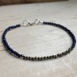 Lapis Lazuli & Pyrite Round 3mm Faceted beads adjustable stacking bracelet