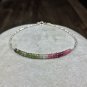 Multi Tourmaline Rondelle 3-4mm Faceted beads adjustable stacking bracelet