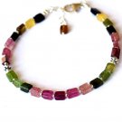 Multi Tourmaline Rectangle 4x3mm Smooth beads adjustable stacking bracelet