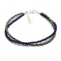 Pyrite & Lapis Lazuli Round 2mm Faceted beads adjustable stacking bracelet