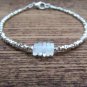 Rainbow Moonstone Square 4-4.5mm Smooth beads adjustable stacking bracelet