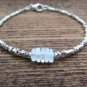 Rainbow Moonstone Square 4-4.5mm Smooth beads adjustable stacking bracelet