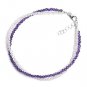 Amethyst & Moonstone Round 2-3mm Faceted beads adjustable stacking bracelet