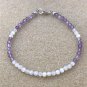 Amethyst & Moonstone Round 3-4mm Faceted beads adjustable stacking bracelet