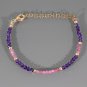 Amethyst & Pink Tourmaline Round 2mm Mix beads adjustable stacking bracelet