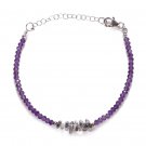 Amethyst & Rutile Rondelle 2-3mm Faceted beads adjustable stacking bracelet