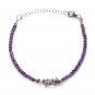 Amethyst & Rutile Rondelle 2-3mm Faceted beads adjustable stacking bracelet